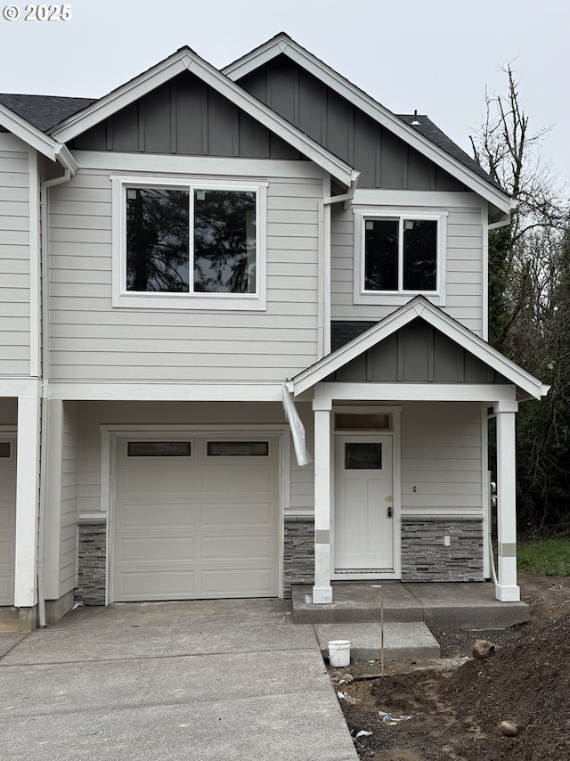 view of front of home with a garage