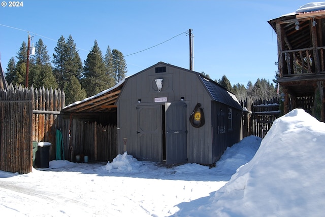 view of snow covered structure