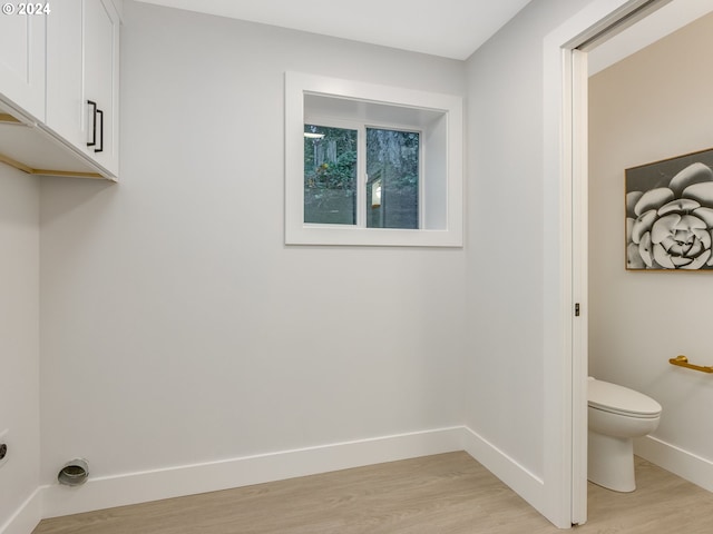 washroom featuring light wood-type flooring and electric dryer hookup