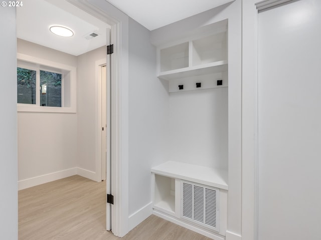 mudroom featuring light hardwood / wood-style flooring