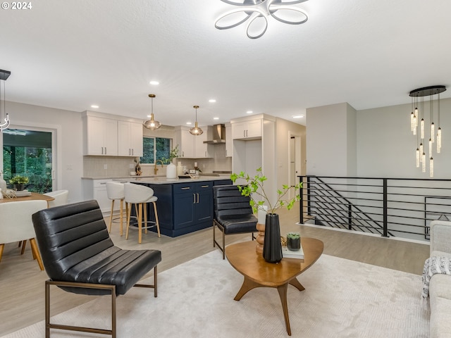 living room featuring light hardwood / wood-style floors