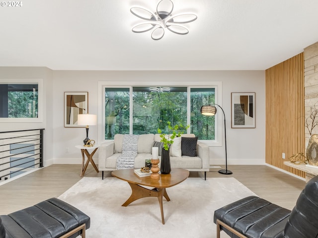 living room featuring light hardwood / wood-style flooring