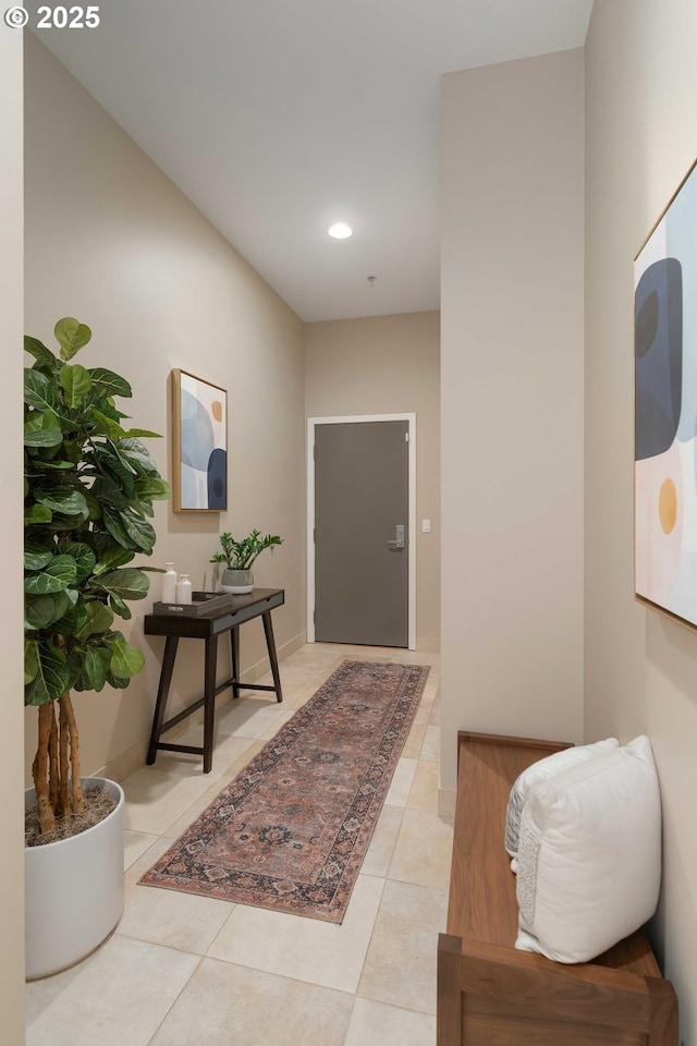 820 NW 12th Ave Unit 110, Portland, OR 97209 - foyer featuring light tile patterned flooring and recessed lighting