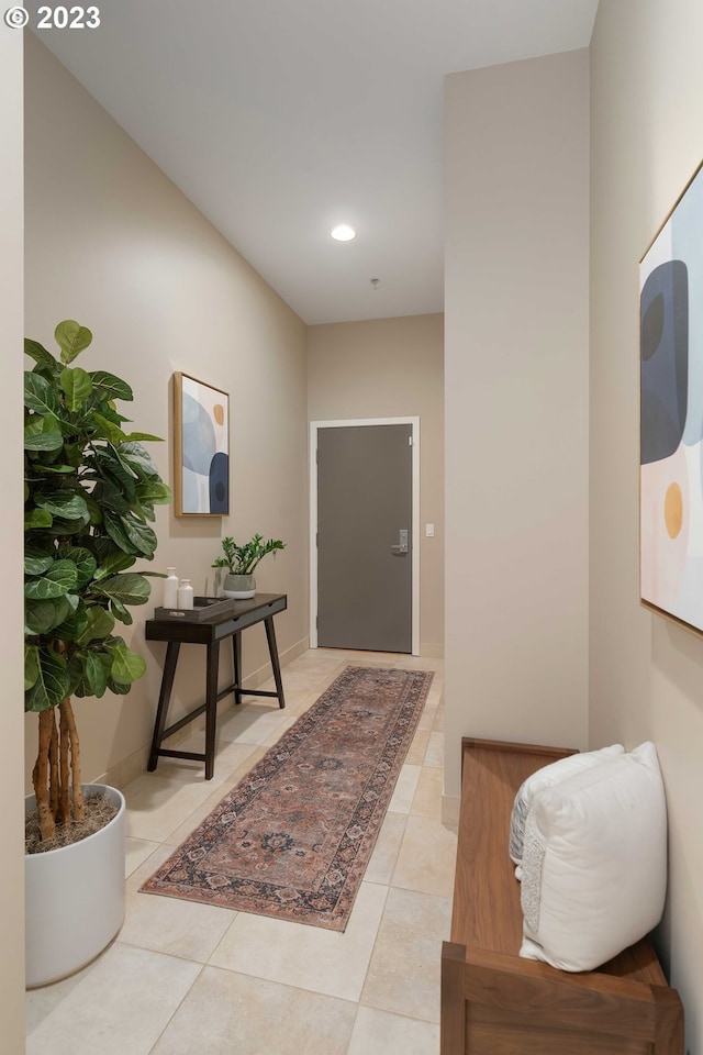 interior space with light tile patterned floors