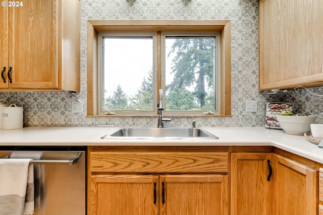 kitchen featuring sink, a healthy amount of sunlight, and stainless steel dishwasher