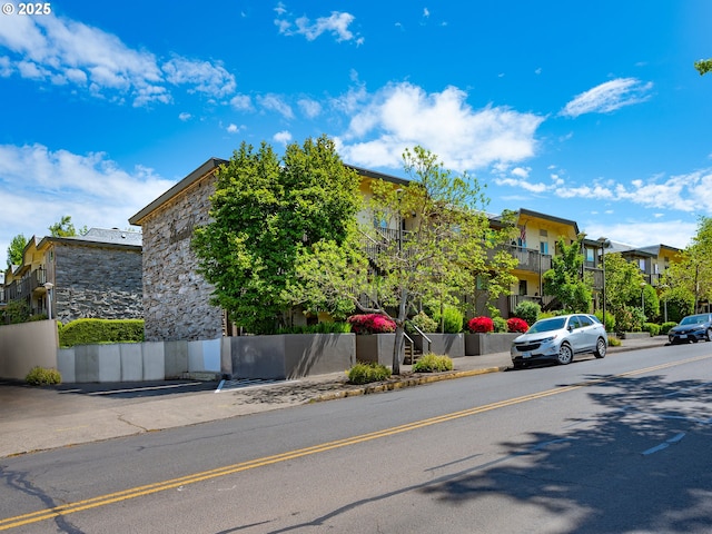 view of building exterior featuring a residential view