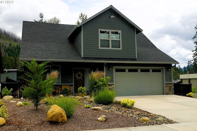 craftsman inspired home with a garage