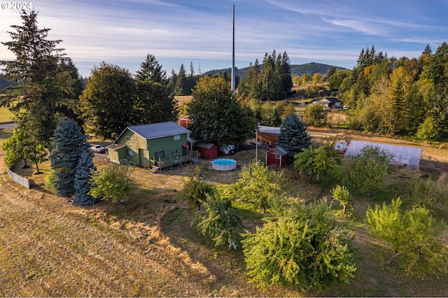 aerial view with a mountain view