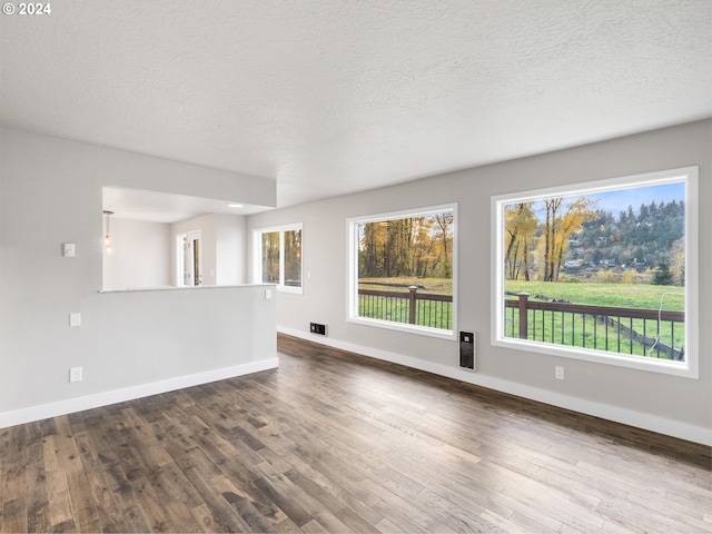 empty room featuring hardwood / wood-style floors and a textured ceiling