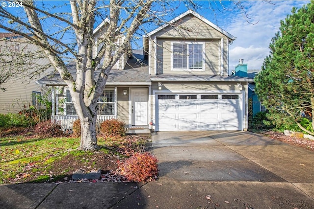 view of property featuring a garage