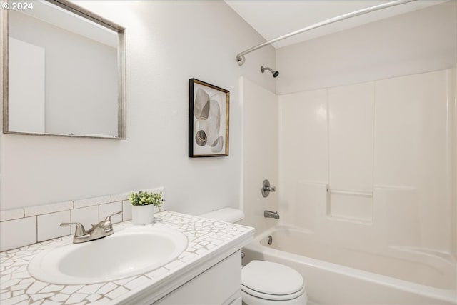 full bathroom featuring vanity, shower / bathing tub combination, and toilet