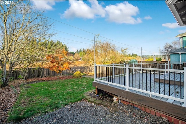 view of yard with a deck