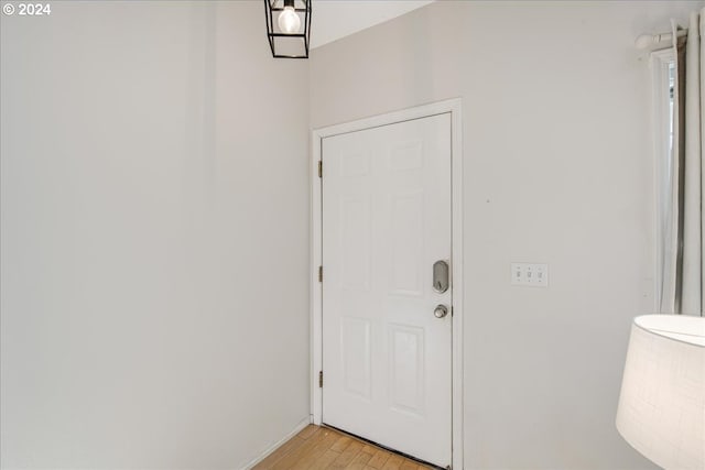 entryway with light wood-type flooring