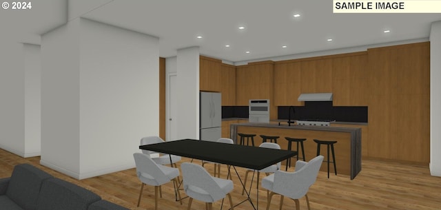 dining area featuring light hardwood / wood-style flooring