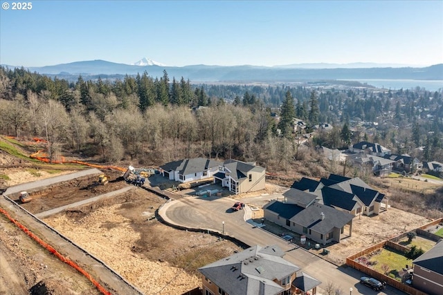 bird's eye view with a mountain view