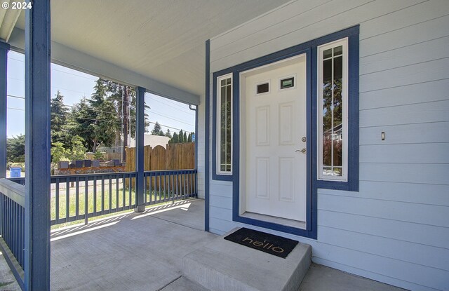 property entrance with a porch