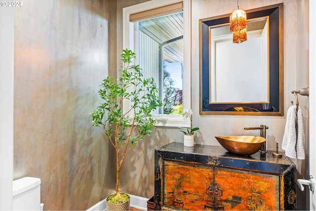 bathroom with toilet and vanity