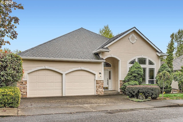 view of front of home with a garage