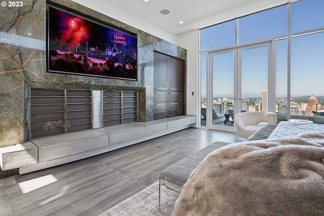 living room featuring expansive windows