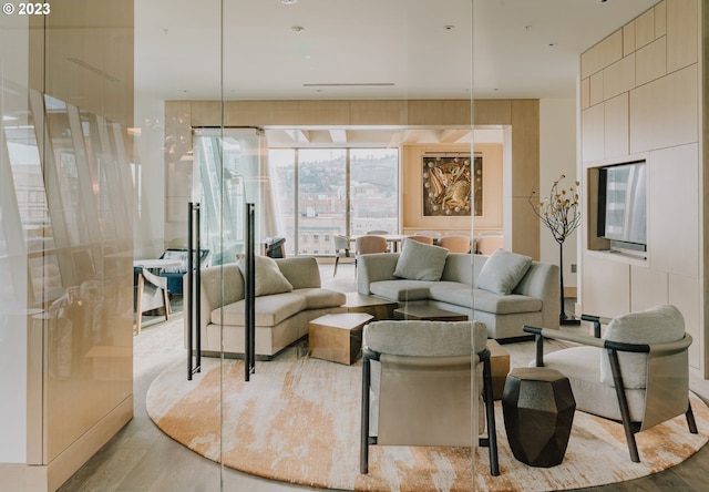 living room featuring light hardwood / wood-style flooring