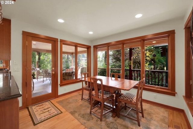 dining room with light hardwood / wood-style flooring