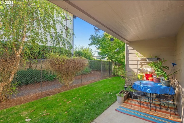 view of yard with a patio area