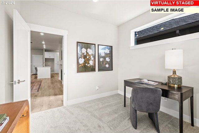 office featuring light hardwood / wood-style flooring