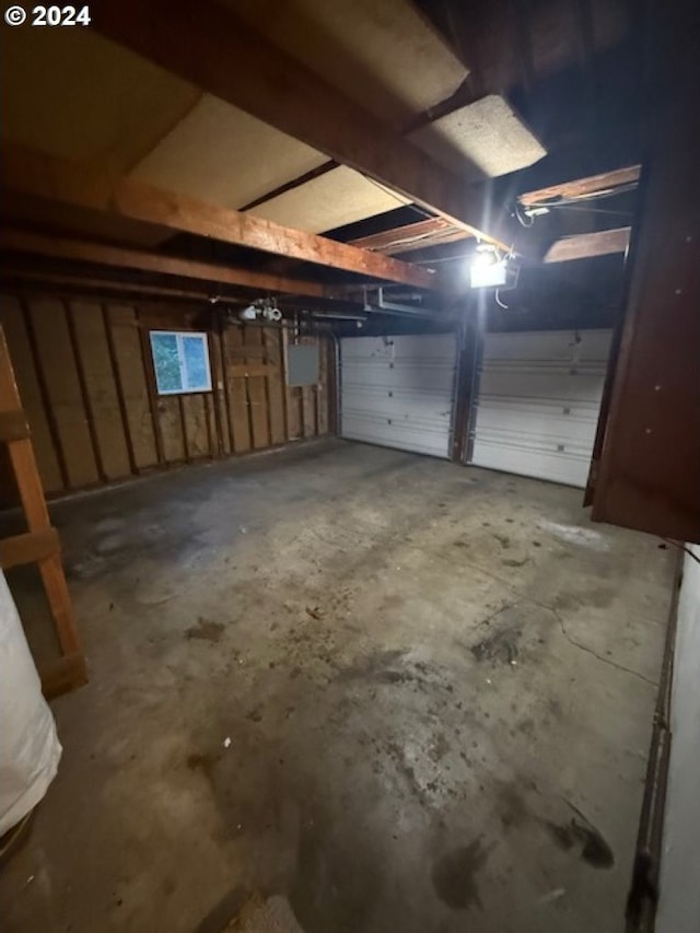 basement with electric panel