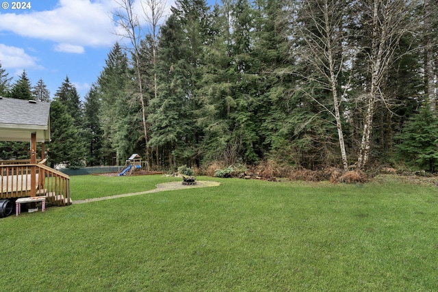 view of yard with a playground