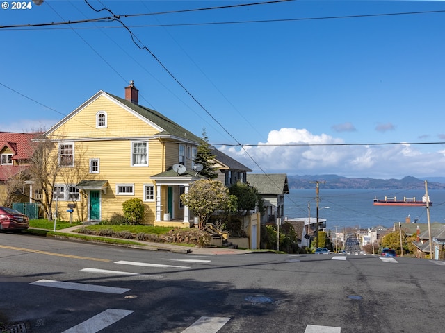 exterior space with a mountain view