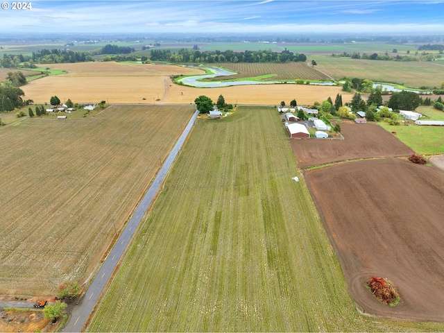 birds eye view of property with a rural view