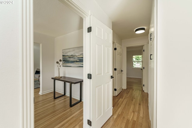 corridor featuring light hardwood / wood-style floors