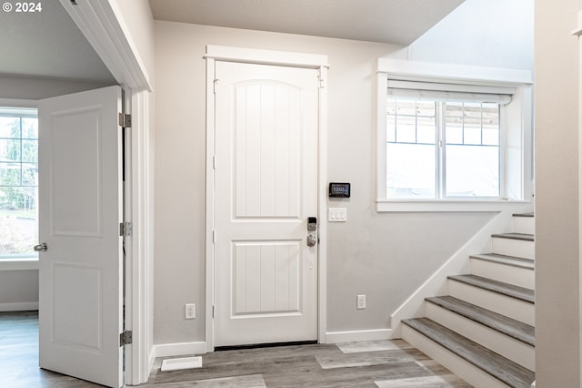 foyer featuring light wood-type flooring