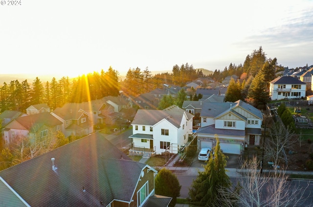 view of aerial view at dusk