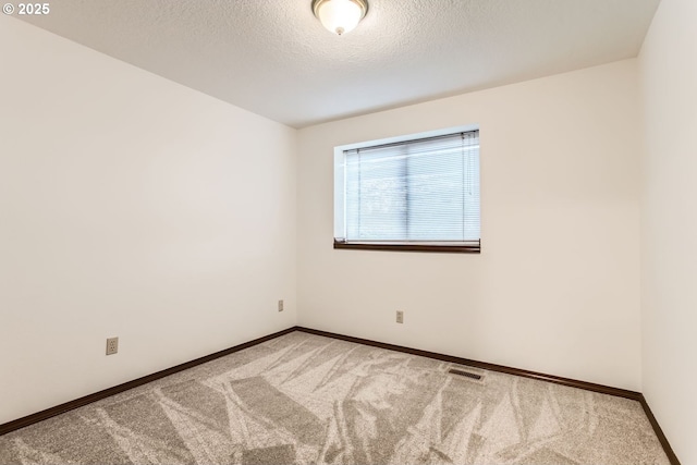 spare room featuring a textured ceiling and carpet flooring