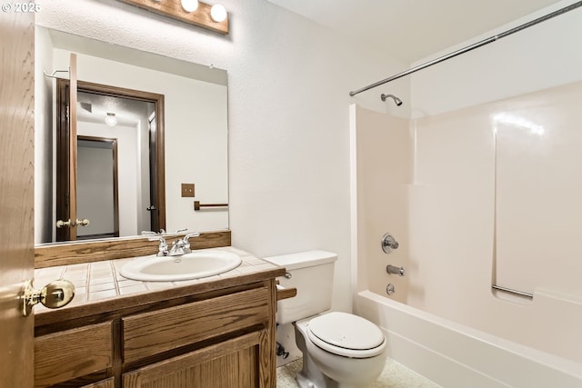 full bathroom with toilet, shower / bathtub combination, and vanity