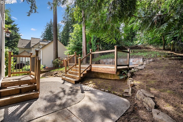 view of yard with a wooden deck