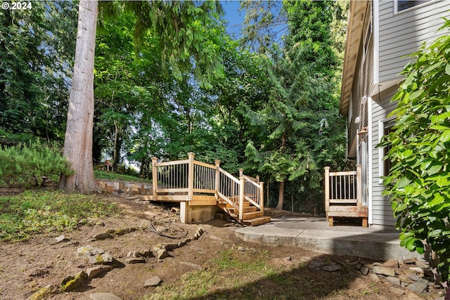 view of yard with a deck