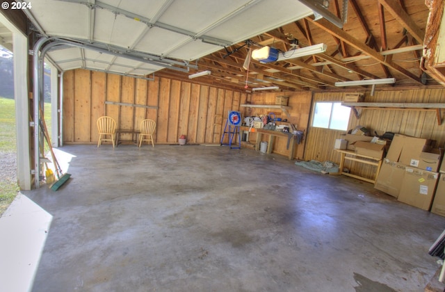 garage with a garage door opener