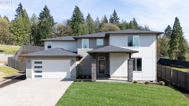 16701 NE 38th Ave, Vancouver, WA 98686 - prairie-style home with a garage, driveway, a front yard, and fence