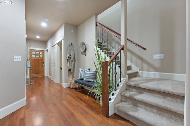 foyer featuring hardwood / wood-style floors