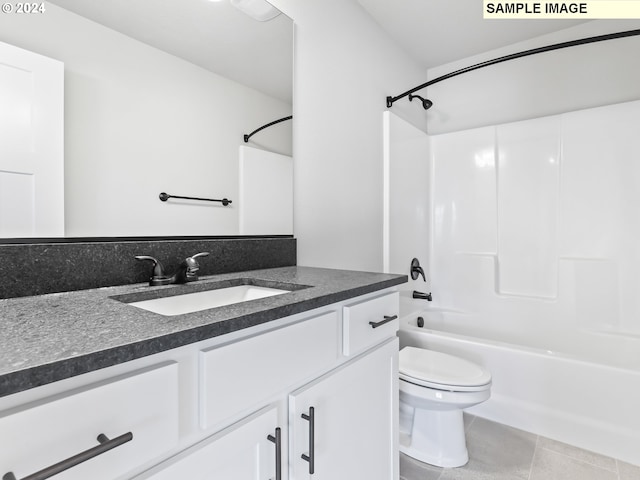 full bathroom featuring tile patterned floors, vanity,  shower combination, and toilet