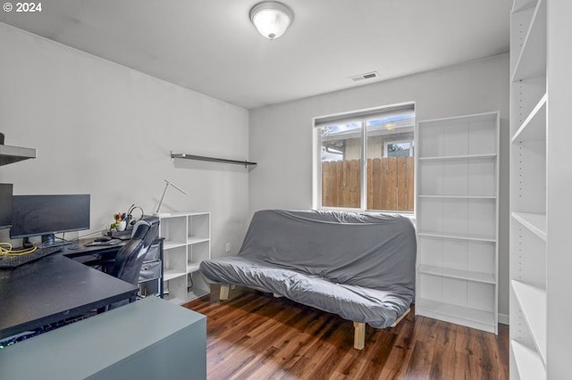 office space featuring dark hardwood / wood-style flooring