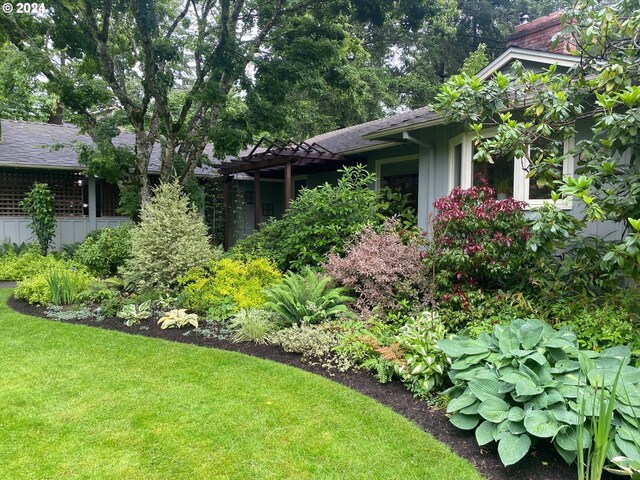 view of front of property with a front lawn