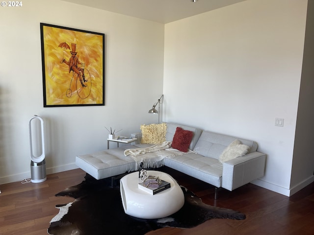 living room featuring dark hardwood / wood-style flooring