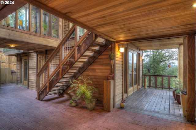 2275 Floral Hill Dr, Eugene, OR 97403 - interior space with wood walls and wood ceiling