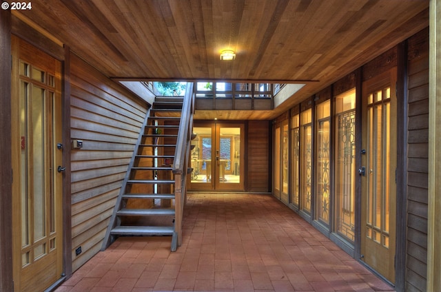2275 Floral Hill Dr, Eugene, OR 97403 - interior space featuring french doors and wooden ceiling