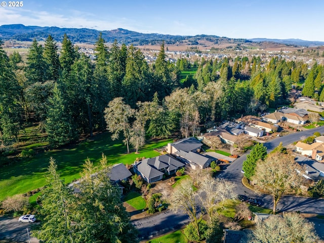 bird's eye view featuring a mountain view