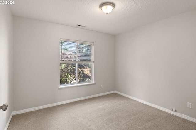 carpeted spare room featuring a textured ceiling