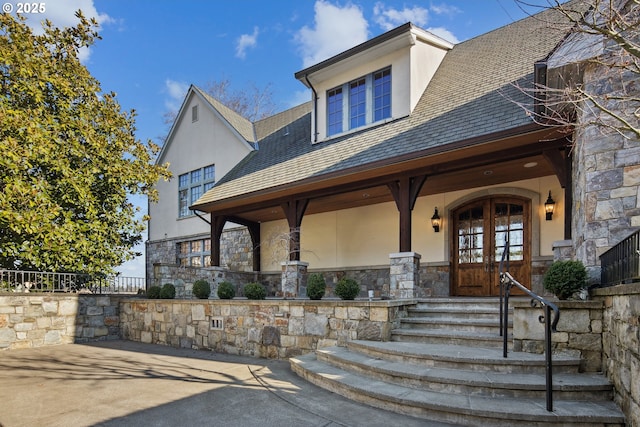 view of exterior entry with french doors